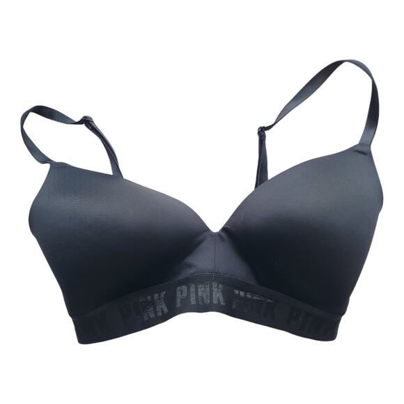 PINK Victoria's Secret Wear Everywhere Wireless Lightly Lined Bra Black 34D - Picture 2 of 10